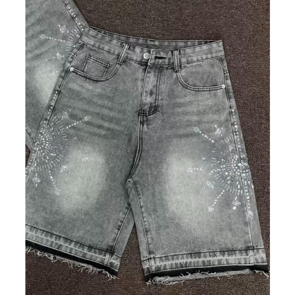 

ZYLLO Y2K Уличная одежда Шорты Джинсы Мужские Женские Харадзюку Хип-хоп Готика Масонство Ретро Свободные Джинсовые Фитнес Шорты Повседневные Баскетбольные Шорты XXL