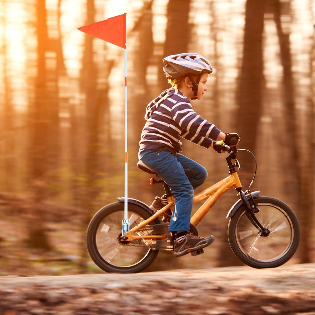 Bike Flag with Adjustable Height Pole for Bicycle Golf Cart Off-Road Dune High Visibility Whip Safety Flagpole for Kids Trailer Beach Ride