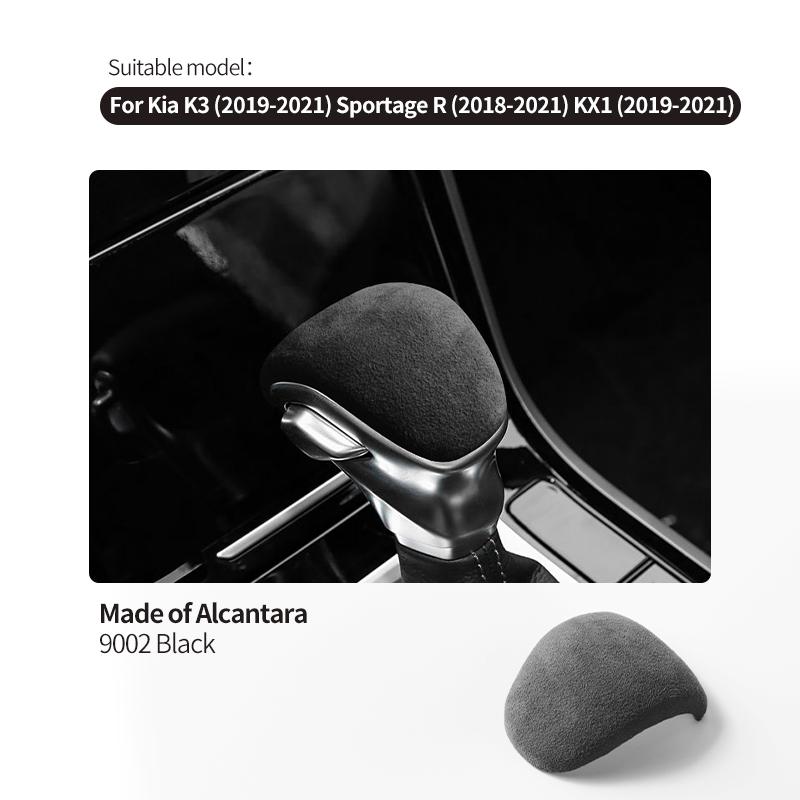 For Kia K3/ Sportage R /KX1 (2018-2021) Made of Alcantara Car Wrap Gear Shift Knob Trim Cover Boot Interior Tuning Accessories