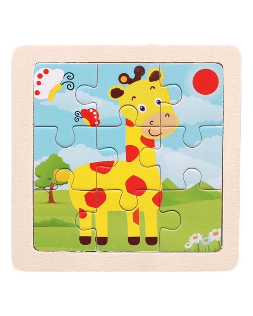 TOYS & TOTS 9Pcs Wooden Cartoon Animals Jigsaw Puzzle Learning Education Panel Kids Toys