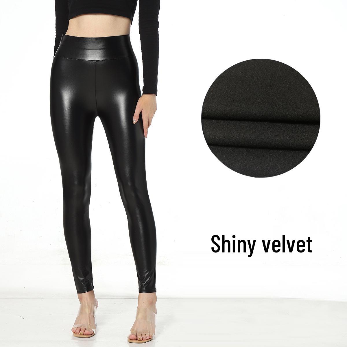 

Женские термолеггинсы из ПУ-кожи с высокой посадкой большого размера - Утягивающие облегающие флисовые брюки L