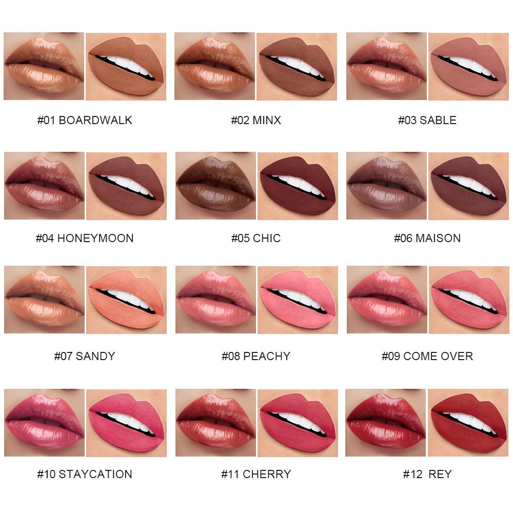 Long-lasting 2-in-1 Moisturizing Matte Liquid Lip Gloss