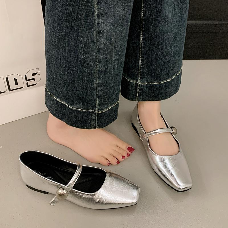 Silver single shoes women's new summer shallow mouth beautiful not tired feet Mary Jane women's shoes with skirt