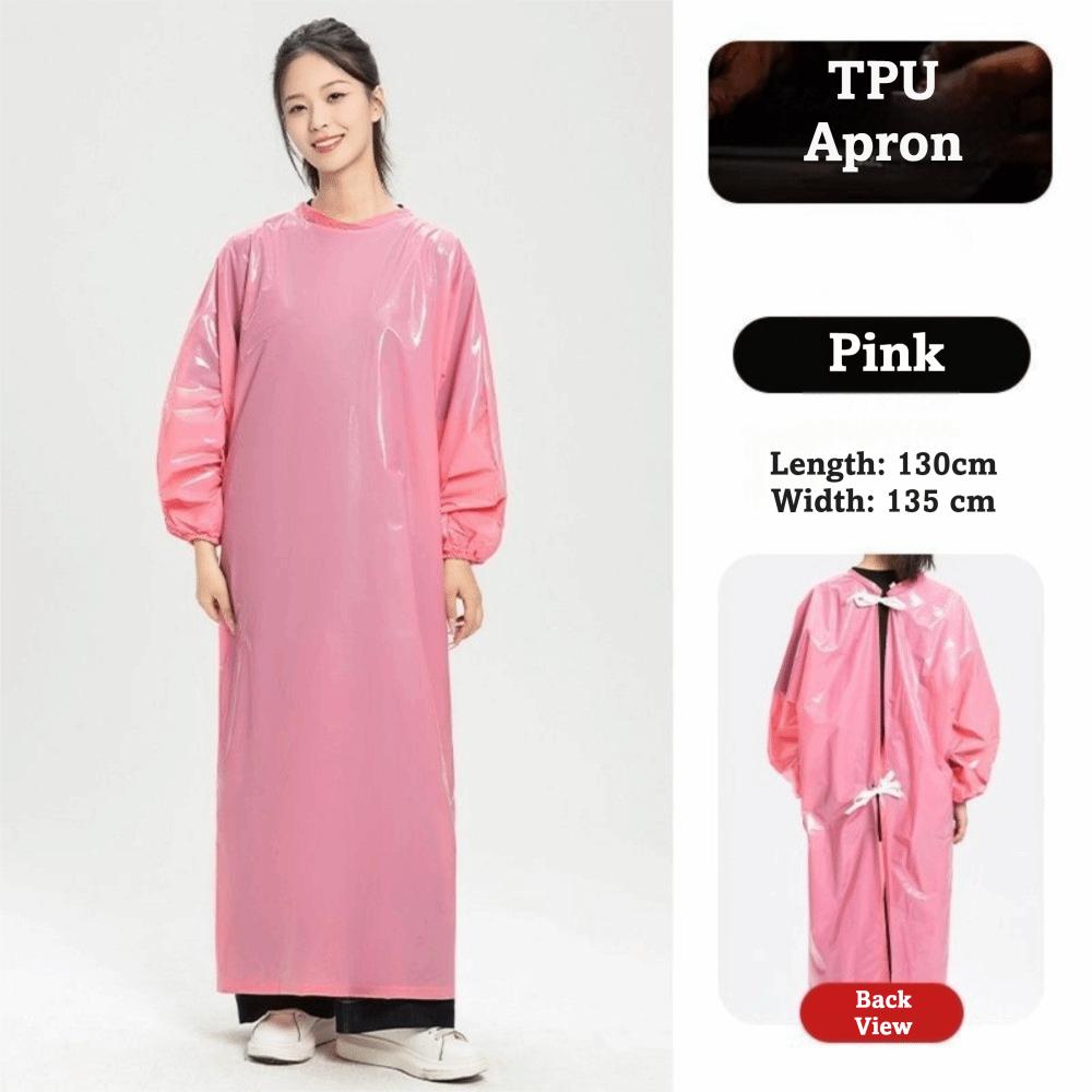 Large Size Waterproof Apron Acid Resistant Work Coverall TPU Apron Stone Slaughtering розовый