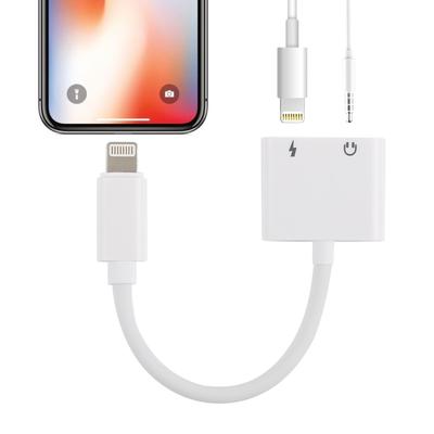 GL011 2 In 1 8 Pin Female + 3.5mm Female To 8 Pin Male Audio Charging Adapter(White)
