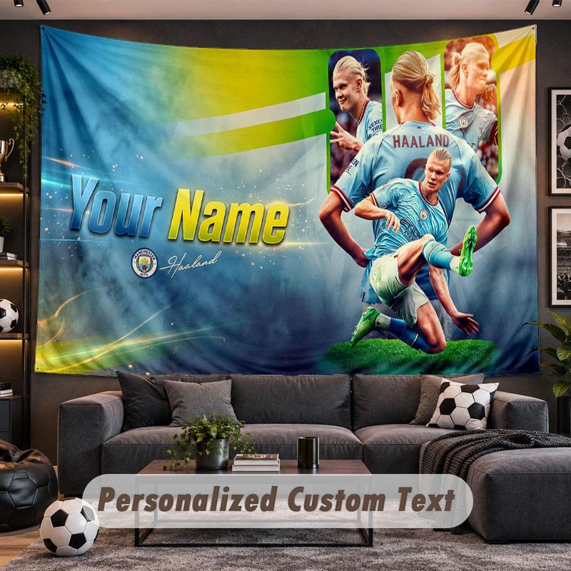 Wall Hanging Tapestry Custom NameErling Haaland Pattern Personalized Printed Fabric Wall Decor