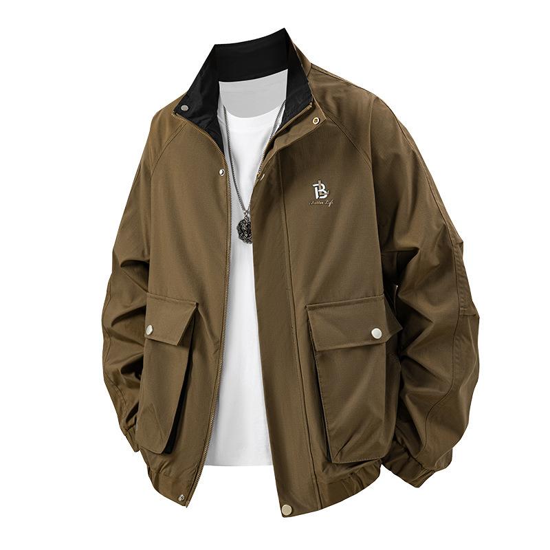 Autumn and winter new tooling jacket men's trendy coat versatile loose stand-up collar top coat