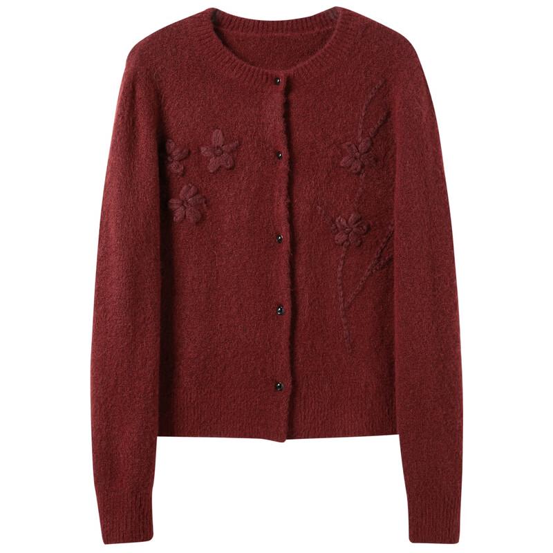 Sancai New Chinese-Style Floral Crochet Knit Cardigan