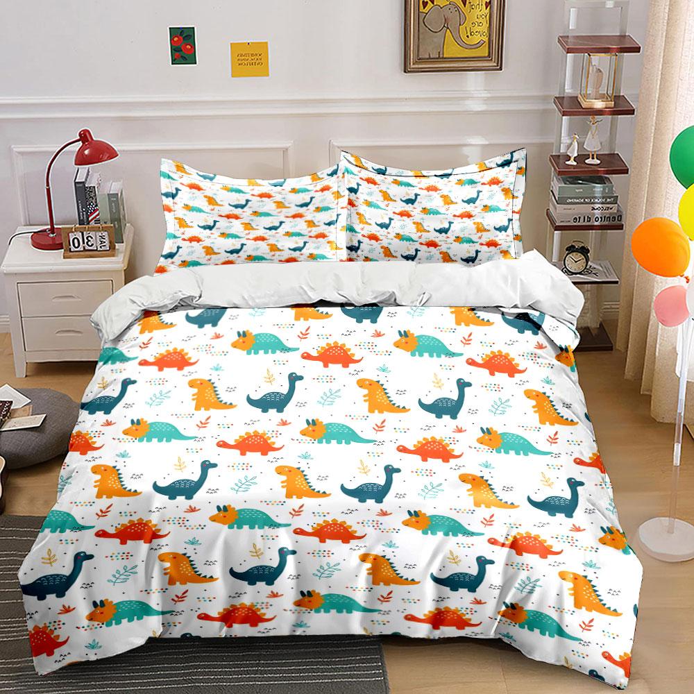 Cartoon Dinosaur Bedding Set Kids Multiple Sizes Kid'S And Adults' Bedroom Exquisite 3Pc Bedding Set, Gift