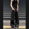 Trendy brand snake pattern denim jeans men's summer American high street narrow version scimitar pants loose bright line slightly pulled trousers