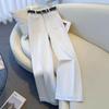 2025 Women's Off-White Wide-Leg High-Waisted Jeans for Spring & Autumn - Pear-Shaped, Straight, Floor-Length