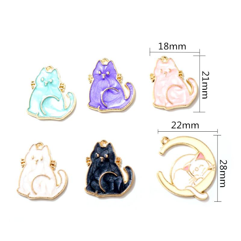 10pcs Enamel Small Cat Charms Pendant DIY Jewelry Making Accessories for Earring Bracelet Necklace Finding Craft Supplies