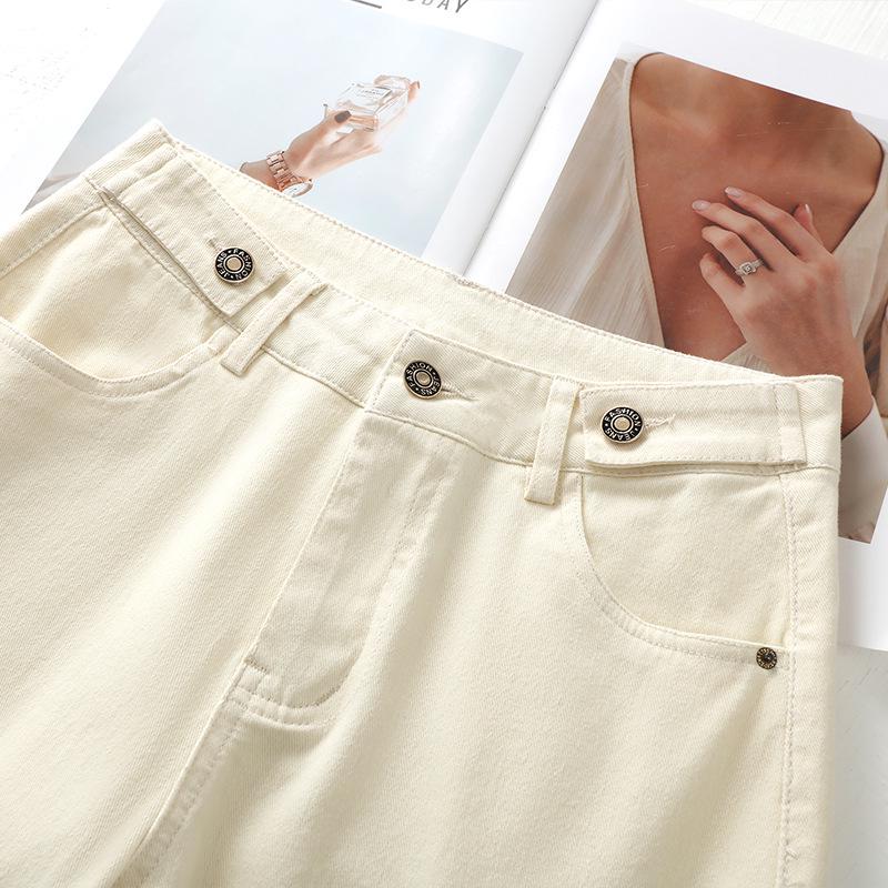 Off-White Wide-Leg Jeans: Women's 2025 Petite Floor-Length Pants for Spring & Autumn