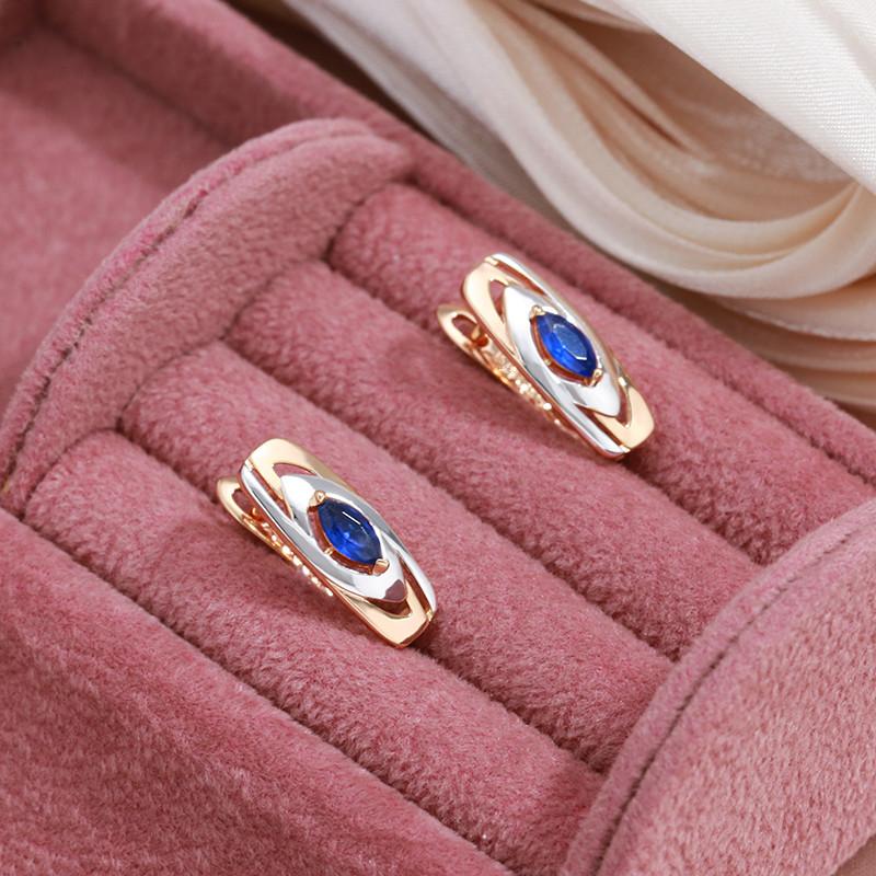 Orecchini a cerchio rotondi con zirconi quadrati blu rosa