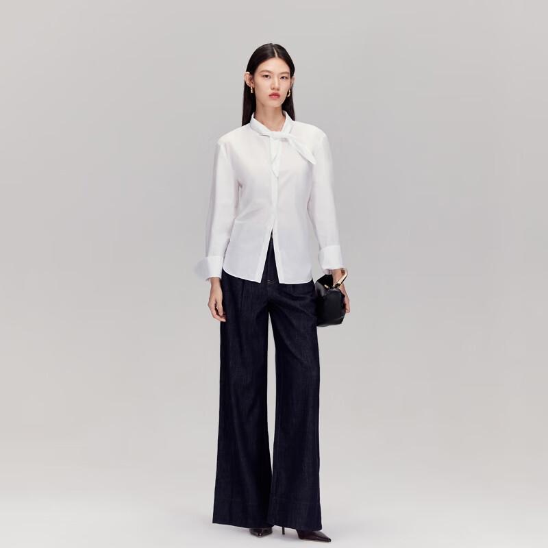 VEROMODA Women's Stand Collar Bow Tie Shirt