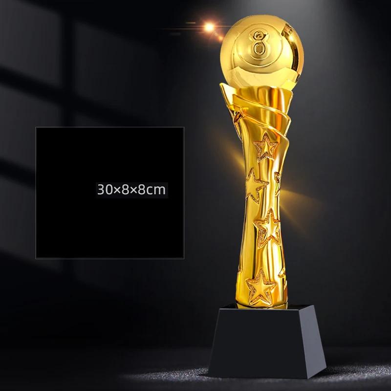 

Customized Resin Trophy, Billiards Volleyball Ball Game Gold, Silver, Copper, Award Home Decoration Honor Crystal Base Medal 1Pc
