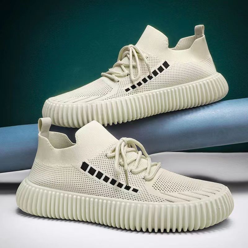 

Мужские без шнуровки прогулочные туфли Легкие дышащие нескользящие кроссовки Повседневные модные кроссовки Трикотажная сетка для тренировок Теннис Спортивная обувь для мужчин 44 бежевый