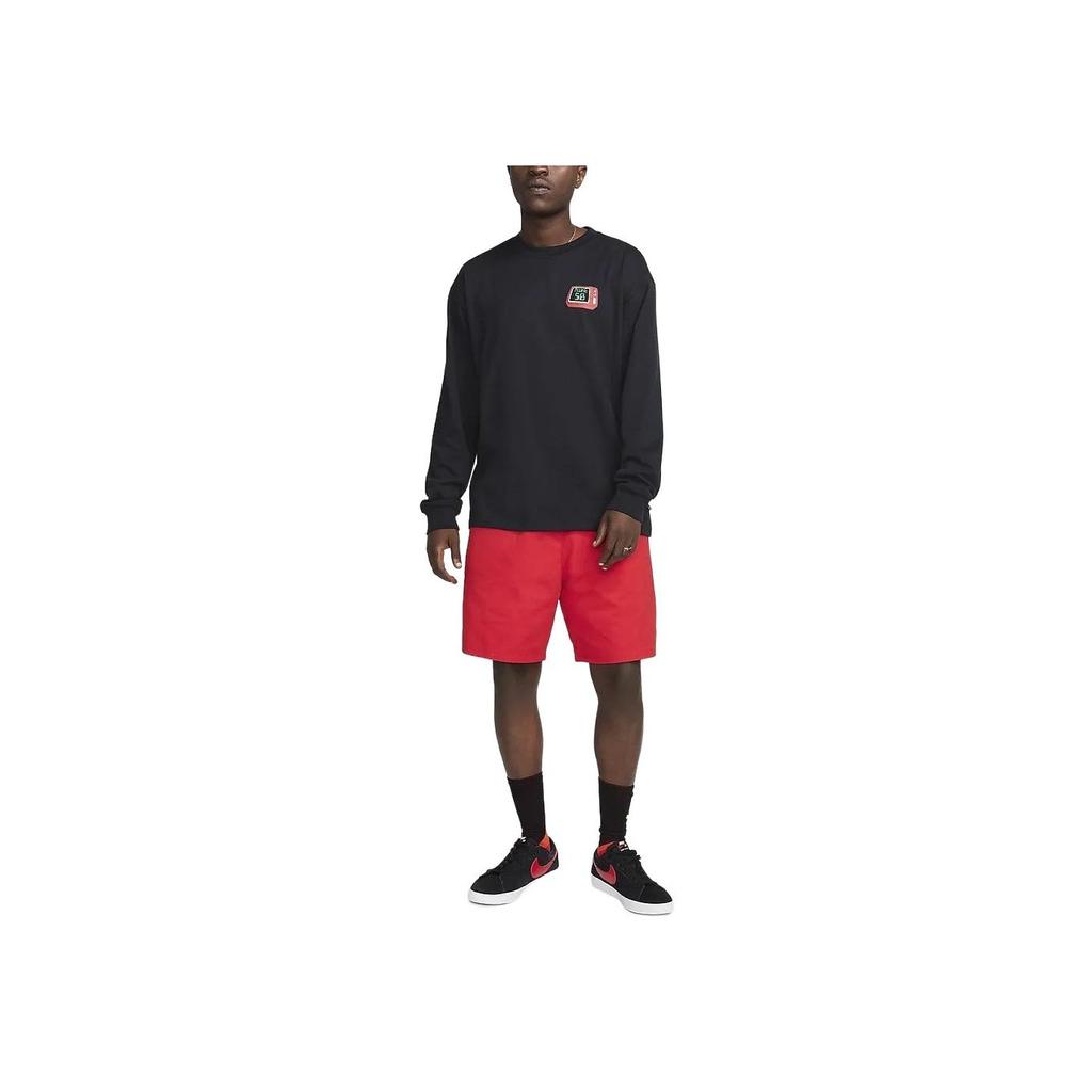 Nike Sb Gedrucktes Muster Rundhals Lässiges Langarm-T-Shirt Herren Tops Schwarz FQ3714-010