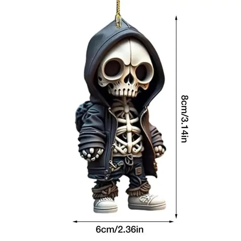 Halloween-Themed Skeleton Car Pendant - Hangable Acrylic Swing Dangle Skeleton Statue Decor