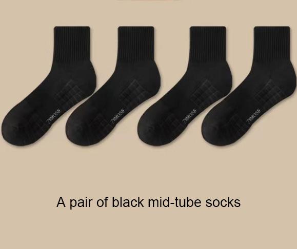 1pairs Socks Men's Cotton Deodorant Winter Towel Bottom with Velvet Mid-tube White Stockings Thickened Sports Basketball Socks