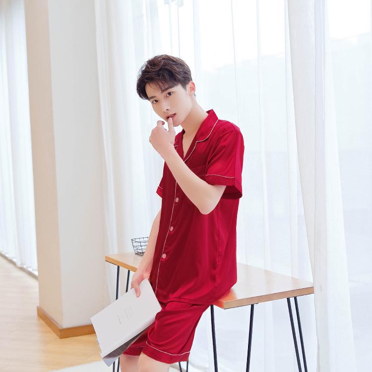 Han Yatong Silk Couple Pajamas Set: Autumn Long Sleeve Cardigan Homewear
