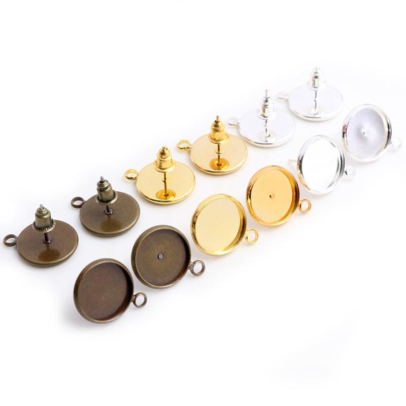 8-16mm 10pcs Bronze Silver Gold Colors Earring Studs,Earrings Blank/Base,Fit 8-16mm Glass Cabochons,Buttons;Earring Bezels