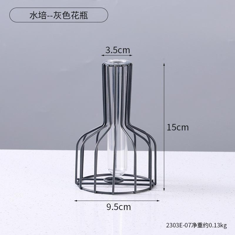 Metallrahmen Klare Glas Reagenzglas Vasen Dekorativ Klein Knospenvasen Geschenke Verwendung für Hochzeitsdekoration Tisch Blumen Dekoration