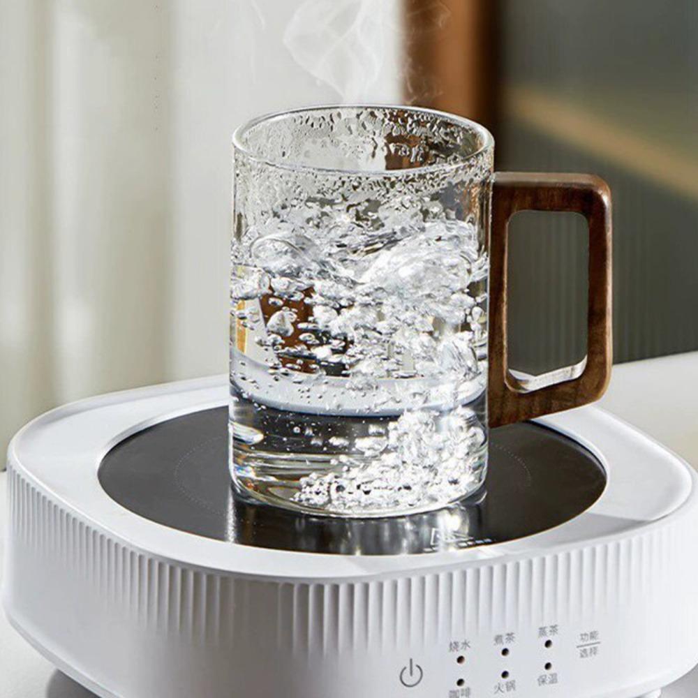 Thickened high temperature resistant glass tea cup Household Japanese transparent green tea cup Office anti-scalding wood handle cup