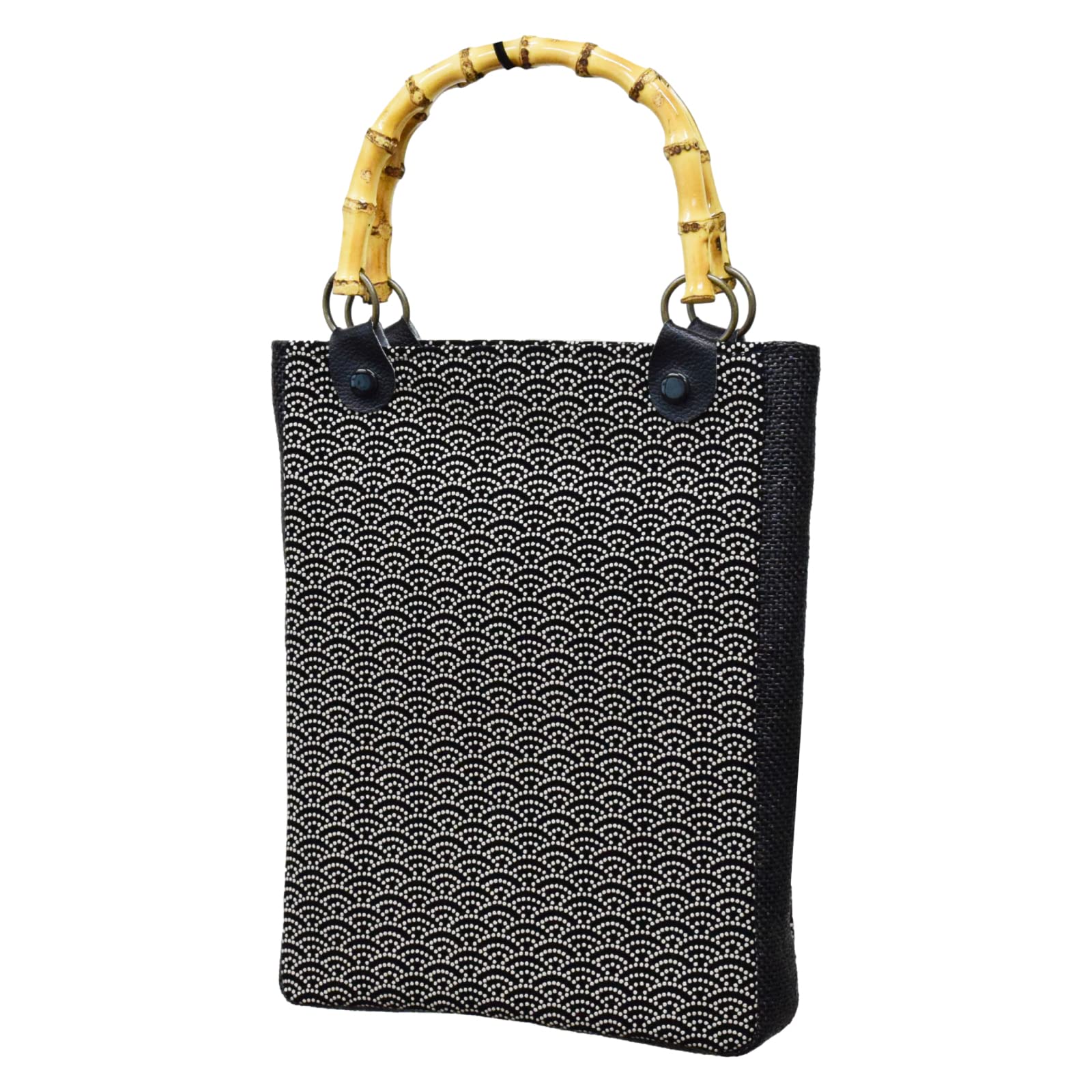 

Shingen Bag with Bamboo Handles and Convenient and Easy to Made in Japan Style [AiAi] Gusset, Use, (Inden (Seigaiha) Pattern)