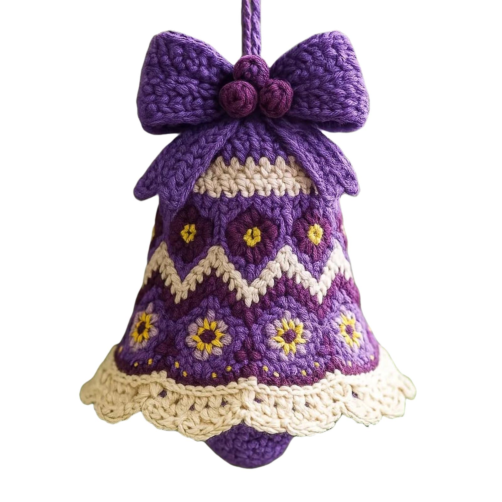 

Hand-Knitted Christmas Bell Decoration Christmas Craft Kit Christmas Bell Ornament Set Holiday Crochet Accessories for Beginners фіолетовий