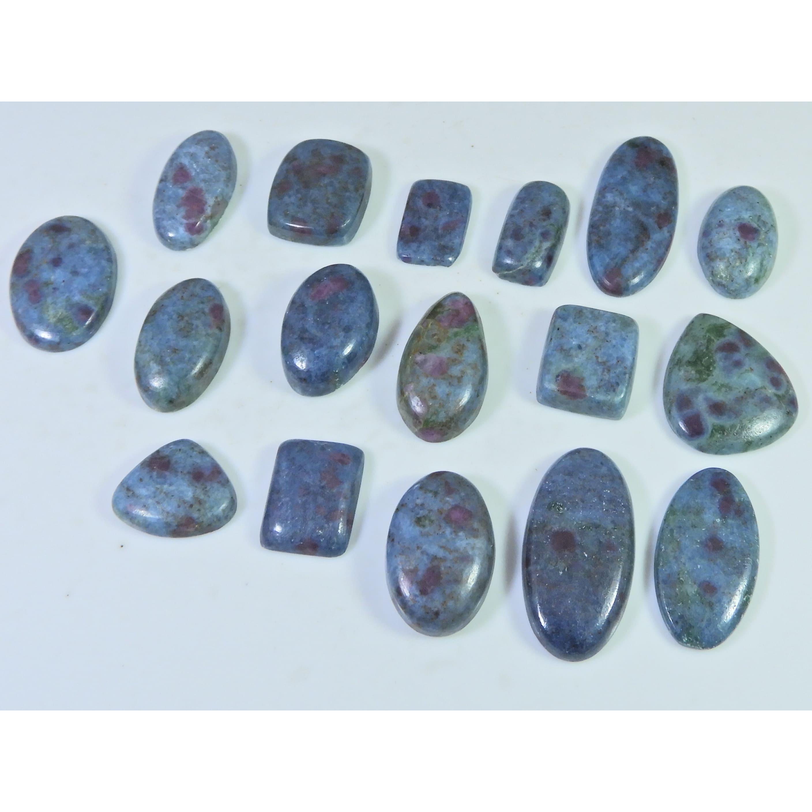 267Cts. Natural Ruby in Kyanite Mix Cabochon Loose Gemstone 17 Pcs Lot C-1310
