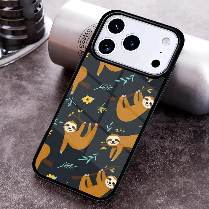 Kawaii Cute Sloth Phone Case for iPhone 17 16 15 Pro Max Air 14 13 12 11 Plus Shockproof Cover