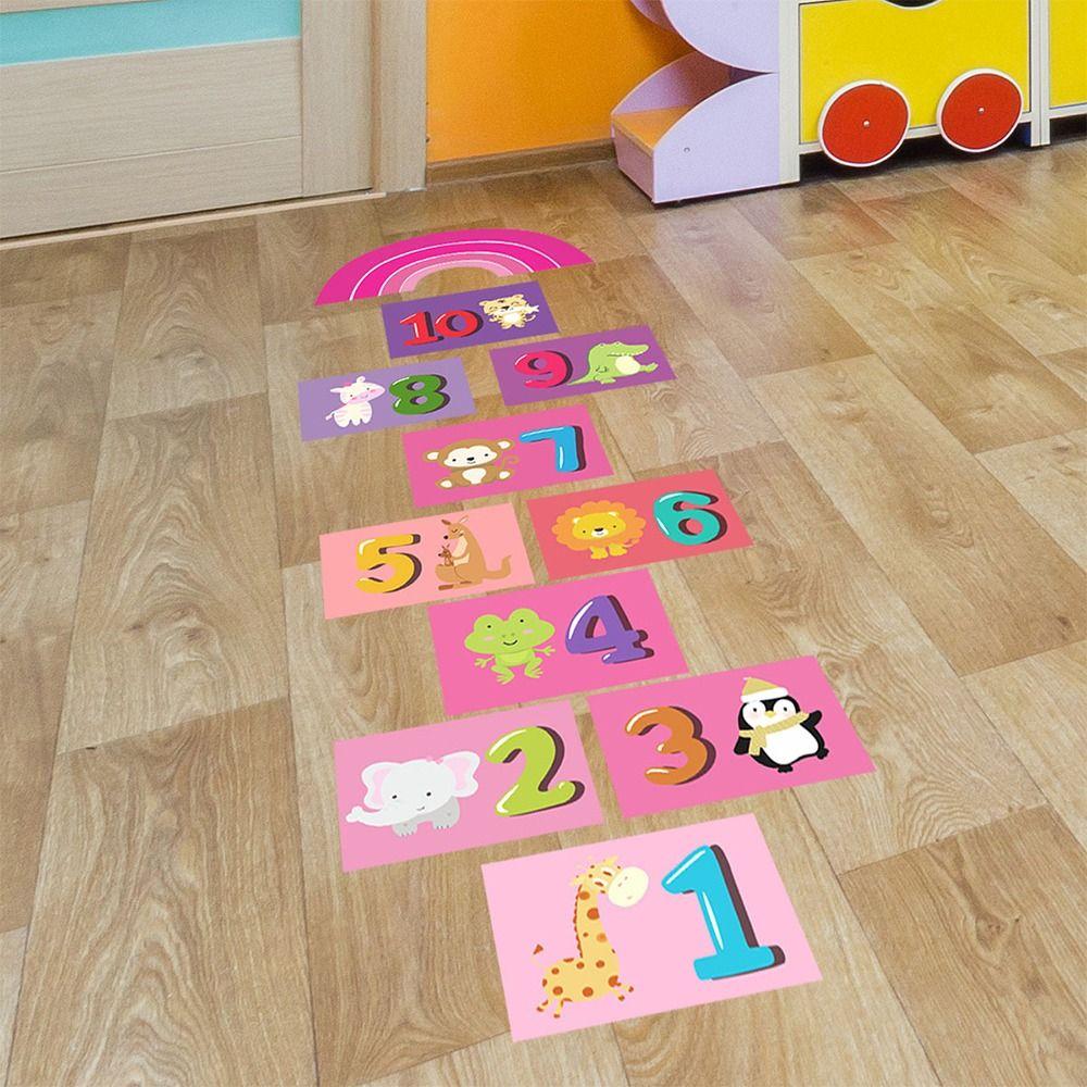 PVC Cartoon Number Grids Self-adhesive Flooring Decals Creative Wall Art  Kid's Room