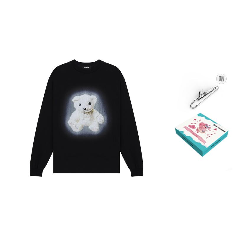 WE11DONE Teddy print Long sleeve Top WD-TT2-25-775-U-BK