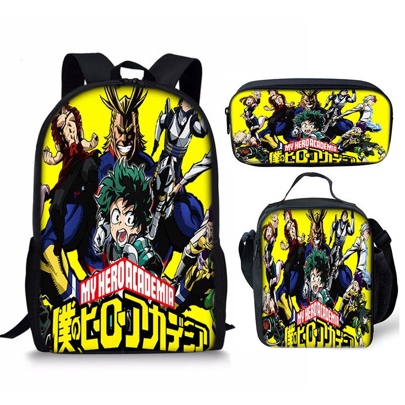 My Hero Academia Schülerrucksack mit Polyesterfutter und Anime-Cartoon-Design für Teenager