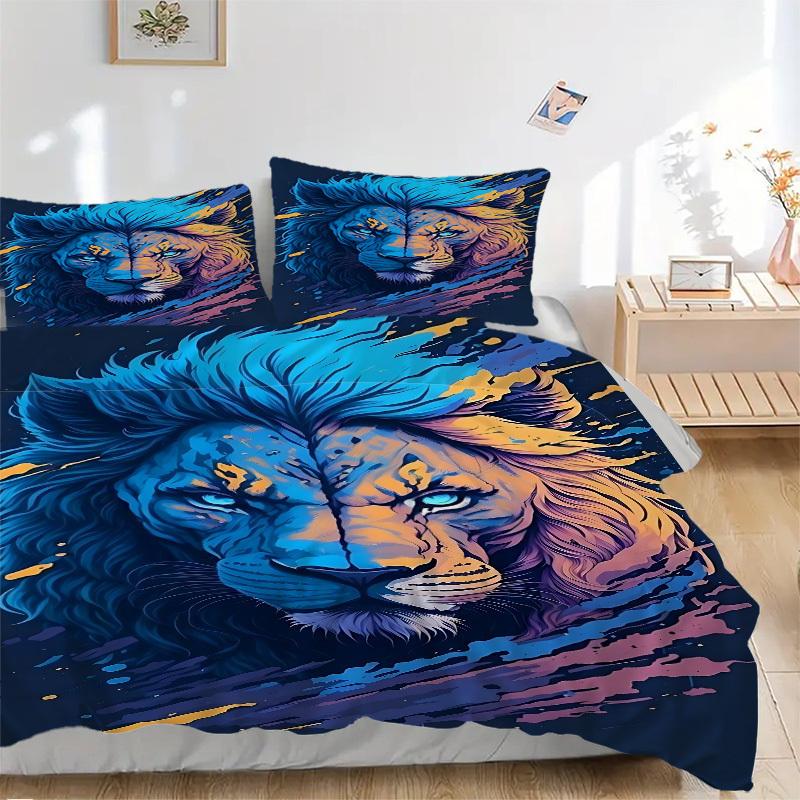3pcs Bedding Set Lion Includes 1 Comforter + 2 Pillowcases, Without Pillow Inserts, Soft Comfortable,Bedding Set,a0909022