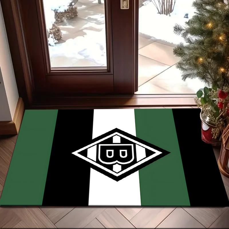 1PC Green Black Borussia Rug Game Carpet, Floor Mat for Bedroom Living Room Entryway Rug, Home Decor Idea Gift for Christmas birthday