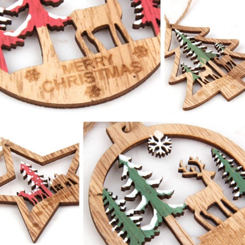 6pcs Decorative Christmas Tree Hanging Ornaments Hollow Hollow Out Star Decoration  Holiday