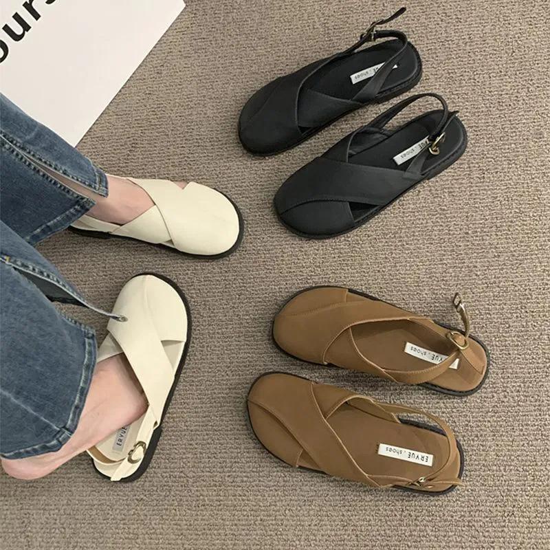 Nouvelles Chaussures Plates Décontractées Rétro pour Femmes avec Tongs