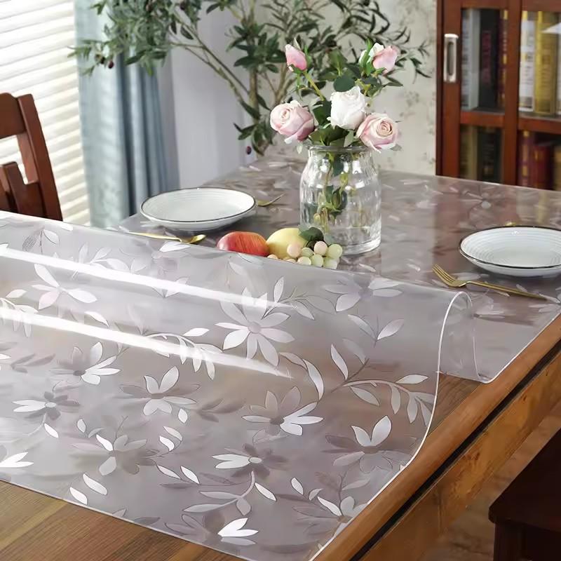 NEW Tablecloth 1.0mm Thickness PVC Transparent Waterproof Table Cover Mat Kitchen Pattern Oil Cloth Glass Soft Cloth Tablecloth