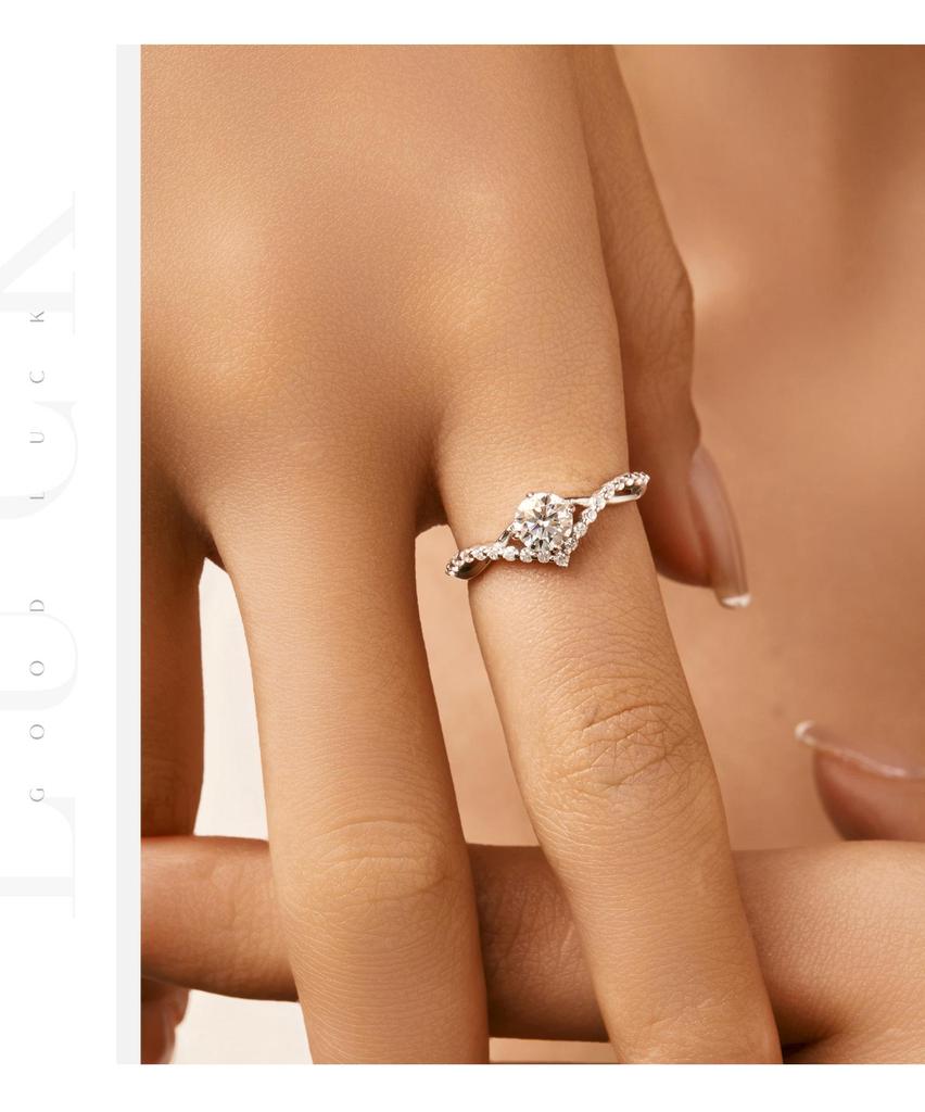 MODIAN 0.5 Carat D-Color Moissanite S925 Sterling Silver Crown Wedding Proposal Ring for Women
