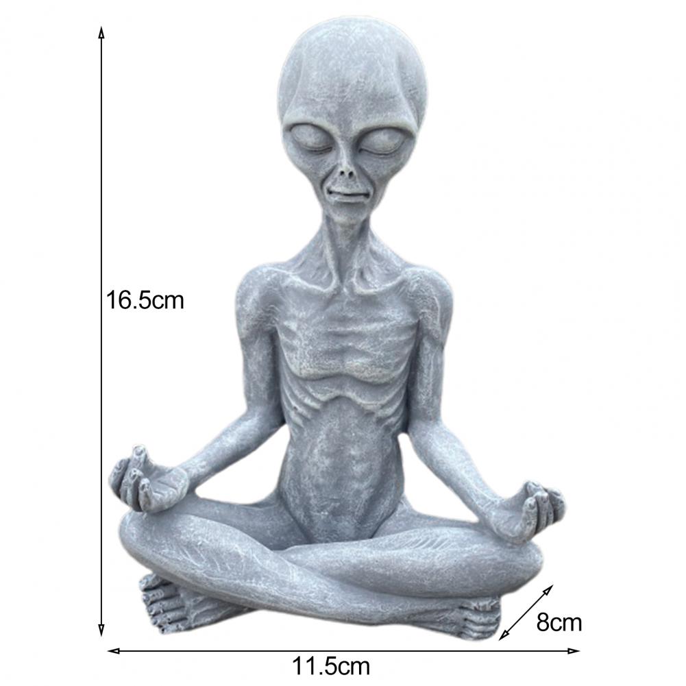 6.5" Figurine Yoga Extraterestri Meditând Așezați Statuie Rășină Sculptură Decor Ornament Crăciun pentru Casă Birou Desktop Grădină