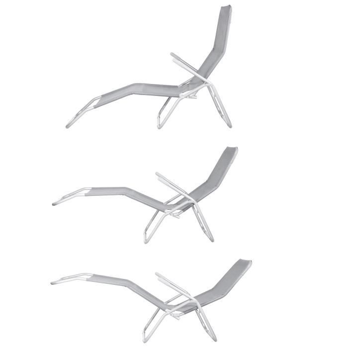 Chaise longue inclinable de jardin SPRINGOS® - Gris - Mécanisme d'équilibre