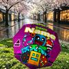 Custom Name Personalized Geometry Dash Print Umbrella, Auto Open Close, 8‑Rib Sturdy Frame, Commute Camping Hiking Use, Birthday Gift