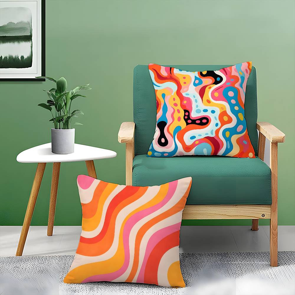 Abstract Geometric Pattern Pillow Case Anti-dustmite Pillowcase Invisible zipper silky short plush Sofa cushion cover