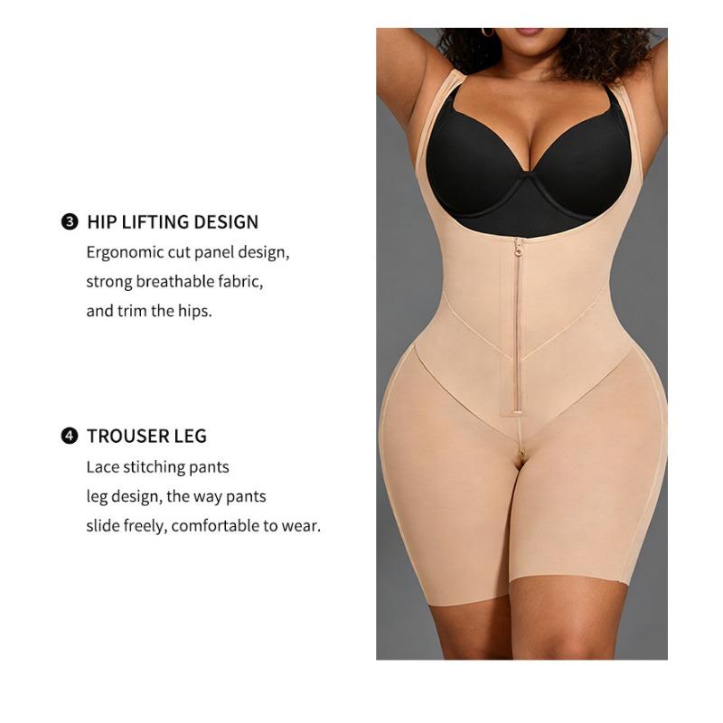 Women Thin Zip Up Tummy Control Waist Shaping Hip Lifting Bodysuit Shapewear