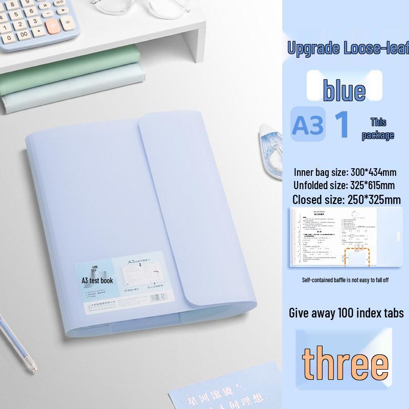 Large Capacity Test Paper Storage Bag with Transparent Insert Pages for Students