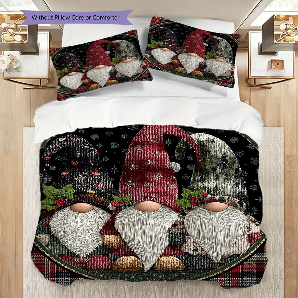 Dwarf Pattern Bedding Quilt Set Quilt Cover Pillowcase Home Decoration Birthday Gift (1 * duvet cover + 2 * pillowcase, without core)