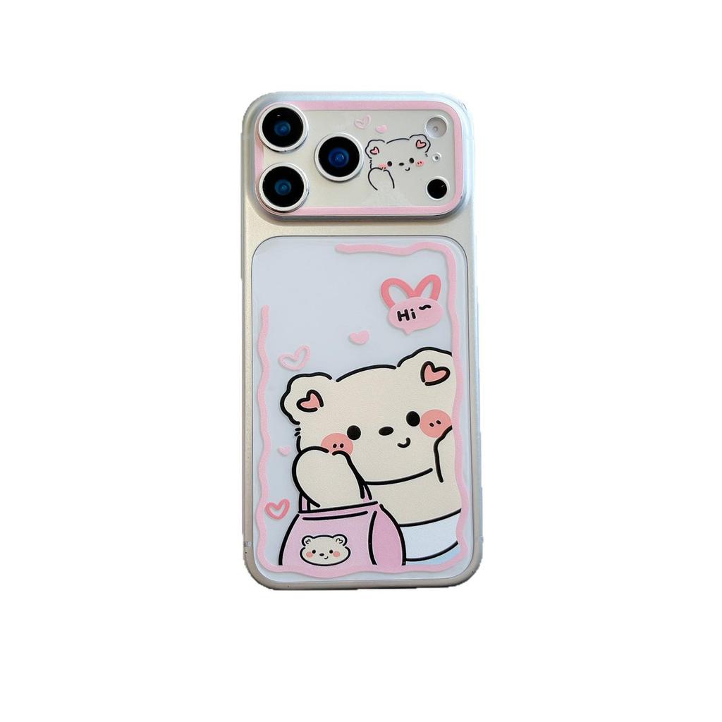 Crossins Cartoon Bear Backpack Frosted Back & Lens Film for Apple 17 Pro/Pro Max