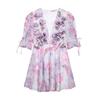 Womens Floral Chiffon A-Line Mini Dress With U-Neck High Waist Sleeveless Streetwear